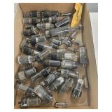 Vintage electronic tubes, approximately 45