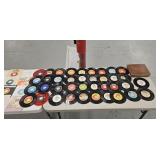 60 assorted 45rpm records: Beatles, Commodore,