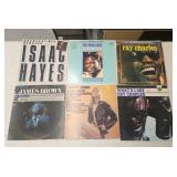 6 vinyl record albums: Ray Charles, Chuck Berry,
