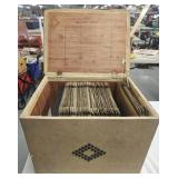 Vintage record storage box with 75+ 78 rpm records