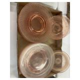 Pink Depression Glass - 10 Salad Plates & 4