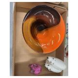Teleflora Glass vase, Polar Bears & Pig Glass Art