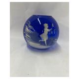Mary Gregory Blue Glass Vase