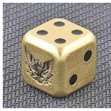1 Oz. T. .999 Fine Silver Die, Gold Gilded