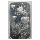 1 oz. t. .999 Fine Silver Bar, 'Happy Valentines D