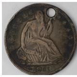 1861 Seated Liberty Half Dollar, HOLED