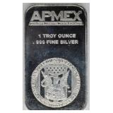 1 oz. t. .999 Fine Silver APMEX Bar