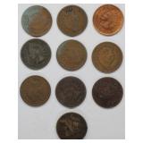 10x Early American Pennies(9x Indian Head, 1x