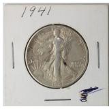 1941 Walking Liberty Half Dollar, 90% Silver