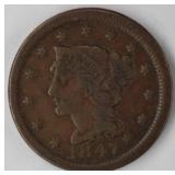 1847 Large Cent Coin