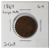 1864 Large Motto 2-Cent Piece