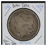 1904-S Morgan Silver Dollar, SEMI-KEY DATE, 90%