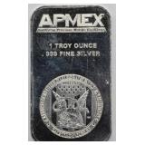 1 oz. t. .999 Fine Silver APMEX Bar