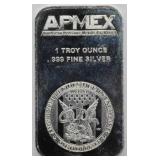 1 oz. t. .999 Fine Silver APMEX Bar