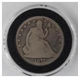 1877 Seated Liberty Half Dollar, 90% Silver