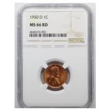 1950-D NGC MS66RD Lincoln Wheat Cent