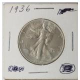 1936 Walking Liberty Half Dollar, 90% Silver