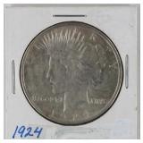 1924 Peace Silver Dollar, 90% Silver Coin