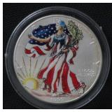 1999 American Silver Eagle, colorised
