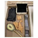 Shell Keepsake box, vintage hair brush,