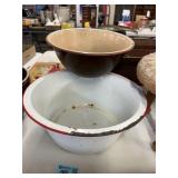 2 Vintage Enamelware Bowls