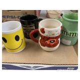 Coffee mugs, Harley Davidson, M&M, snowman, Smile