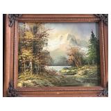 Signed L Harding forestry painting