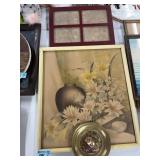 Vintage Brass Wall Plate 4 Picture Frame & F