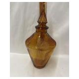 Vintage Wheaton Amber Ribbed Glass Decanter