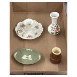 Bavarian floral ceramic candle holder and Lefton