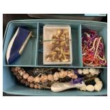 Divided Tupperware Container w/Costume Jewelry