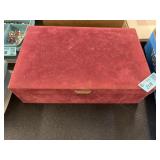 Vintage Velvet Covered Jewelry Box with Costume