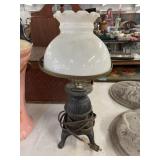 Cast Iron Lamp w/Milk Glass Shade