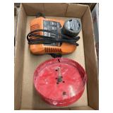 Rigid Battery Charger w/Battery & Hole Dtill Bit