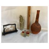 Vintage Chinese Fighting Dragon Clay Vase,