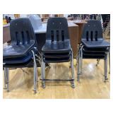 10 assorted color and size chairs