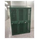 Green 3 section lockers