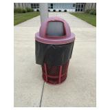 Red Outdoor Trashcan w/Lid West Side of Building