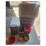 10 Rubbermaid containers, Mini Baskets, buckets