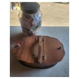 Vtg, wooden sewing box, Yarn,  Ribbon