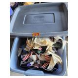 Rubbermaid container full of fabric pieces