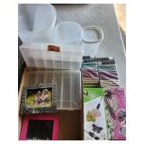 2 Organizer plastic containers, glitter glue