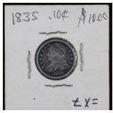 1835 Capped Bust Dime, 90% Silver