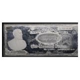 4 Oz. .999 Fine Silver '$1000 Bill' Bar