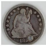 90% Silver, 185?-O Seated Lib. Quarter