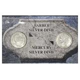 1916 90% Silver 'Double Dated' Dime Pair