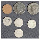 7x Early American Coins-Mixed Dates/Condition