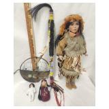 Vtg. Native American Porcelain Doll,Hand Crafted,