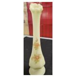 Fenton Uranium Custard satin Glass Bud Vase