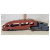 Vtg, Pressed Steel  Car Hauler  Toy